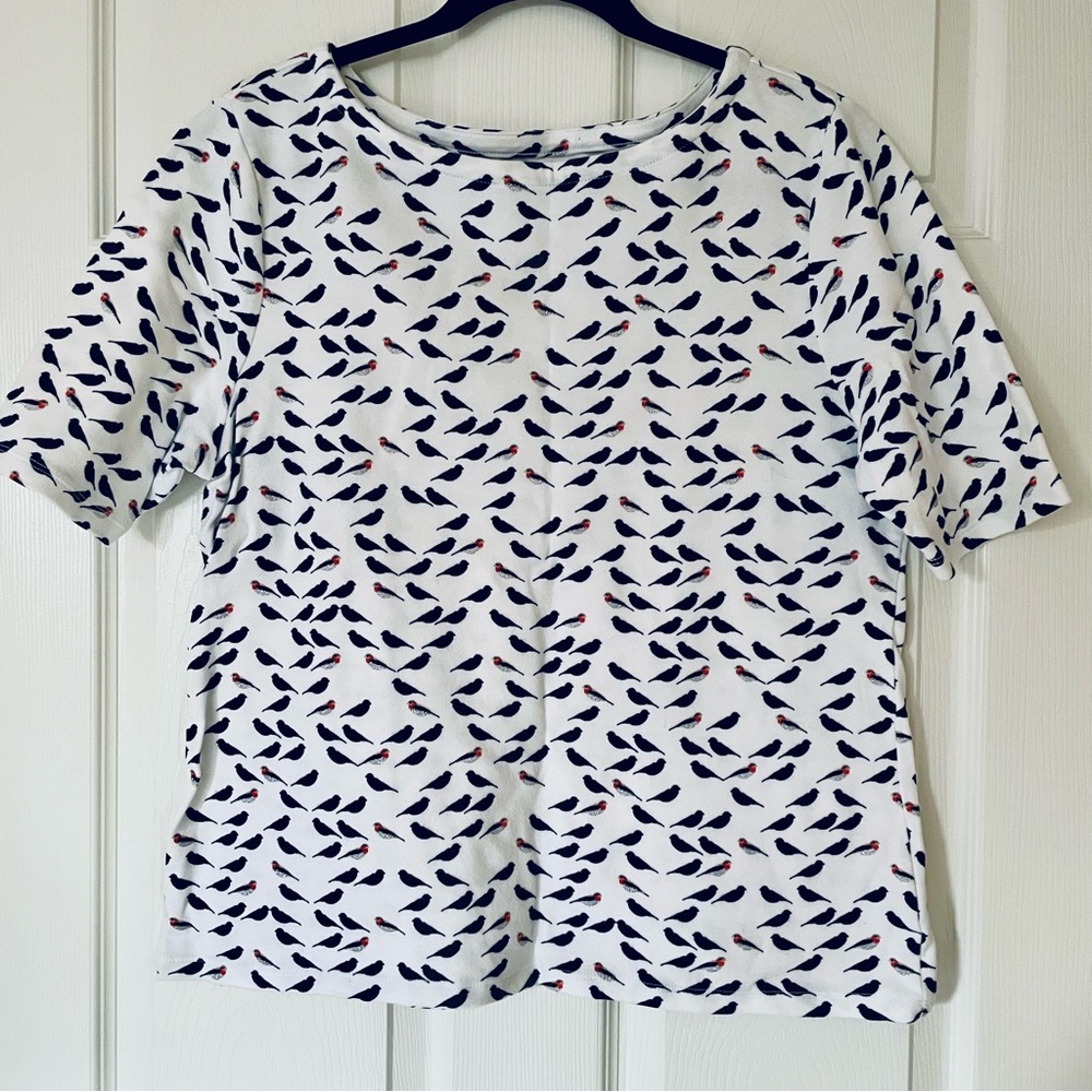 Charter Club Women’s “Perfectly Soft” Bird-Print Short-Sleeve Top